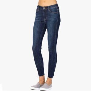 Judy Blue Skinny Fit Jeans Medium Wash Raw Hem Stretch Denim